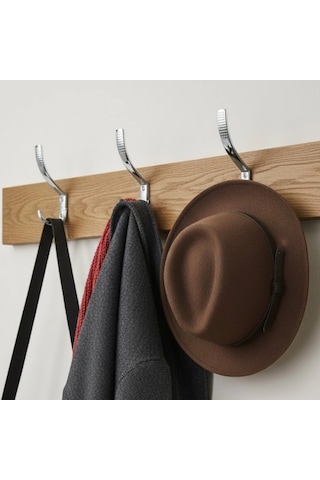 Uzun Noktalı Metal Askı Şık Portmanto Askılık Dolap Mobilya Askısı Vidalar Dahil 10 Adet Krom