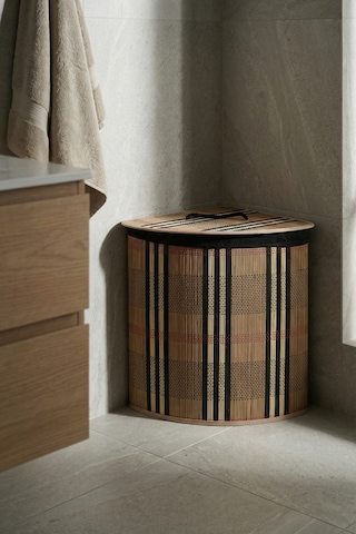 Nordic Köşeli Bambu Sepet - 50 Cm Koyu Kahverengi