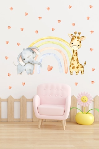 Zürafa Ve Fil Temalı Çocuk Odası Sticker Seti