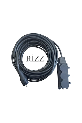25 Metre 3'lü Grup Priz 3x2,5 Mm Cca Ttr Siyah Renk Topraklı Kauçuk Seyyar Elektrik Kablosu 1