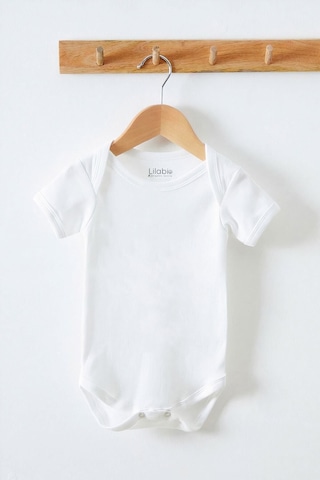 Lilabio %100 Organik Pamuk 7li Beyaz Kısa Kollu Bebek Body Beyaz