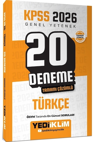 Yediiklim 2026 Kpss Genel Yetenek Türkçe Matematik Tamamı Çözümlü 20 Deneme Seti 2 Kitap