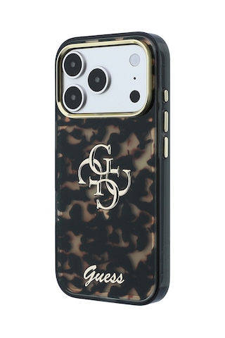Apple iPhone Uyumlu 18 Pro Max Kılıf Guess Lisanslı Yazı Ve 4g Büyük Metal Logolu Silikon Kapak Siyah-kahverengi Siyah - Kahverengi