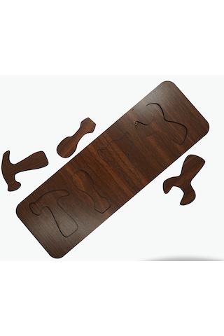 Çocuklar İçin Eğitici Ve Öğretici Ahşap Yapboz Puzzle Bul Tak Tamir Araçları Gereçleri Kahverengi