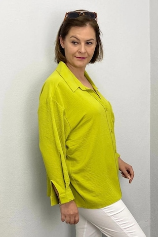 Mia Butik Kadın Yağ Yeşili Ayrobin Gömlek Yeşil