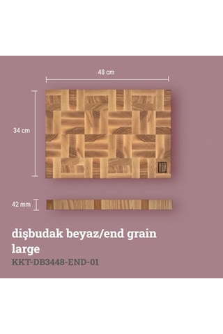 Kaf Ahşap Kesme Tahtası Dişbudak Beyaz End-grain Large