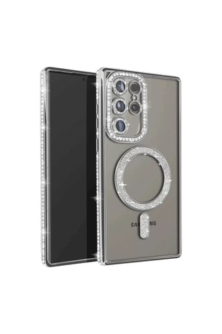Samsung Galaxy Uyumlu S23 Ultra Joke Simli Magneticsafe Kılıf - Gümüş Çok Renkli