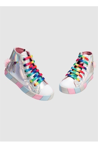 Unicorn Hologram Ortopedik Kız Sneakers Gri