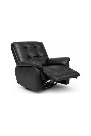 Smarto Relax Zürih Vıp Elektrikli Döner Sallanan Tv Koltuğu Kontrol Panelli Ergonomik Gerçek Deri Baba Koltuğu Siyah