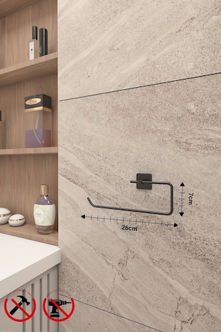Alper Banyo Jasmin Kare Yapışkanlı Siyah Solo Havluluk Siyah