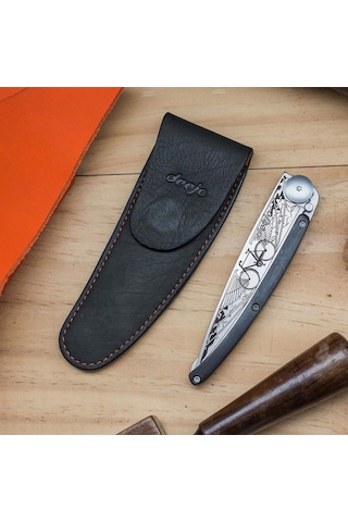 Deejo Kamp 37g Belt Leather Sheath, Mocca Gri