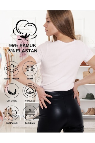 Alya Underwear V Yaka Kaşkorse Kumaşlı Kısa Kollu Bluz, Esnek Ve Pamuklu Kumaş Badi, Bej Kemik Body Bej