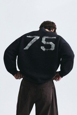 Vamos Miami Baskılı Bisiklet Yaka Sweatshirt Siyah