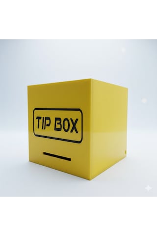 Kilitli Pleksi Masa Üstü Tip Box Bahşiş Kutusu Sarı 14x14xh13 Cm 1