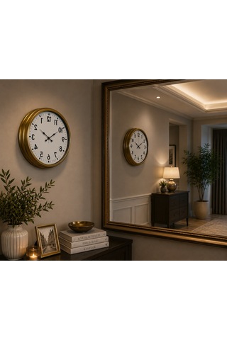 Gold Ters Zaman 40 X 40 Cm Metal Duvar Saati