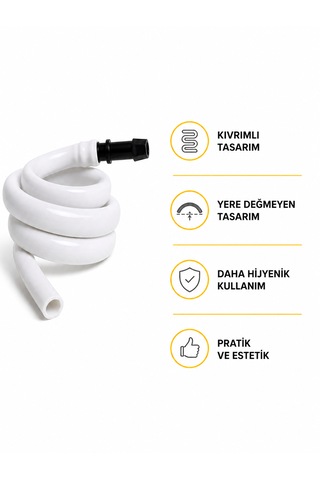 Kıvrımlı Spiral Hortum Yere Değmeyen, Hijyenik Kullanım - Wc Ve Mutfak Uyumlu