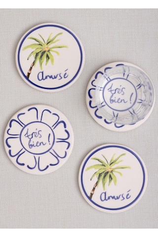 The Mia Palma Bardak Altlığı 4lü Set- 10 Cm Çok Renkli