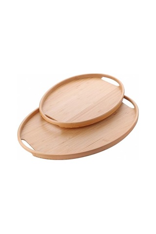 Ayrex 2'li Bambu Tepsi Seti, İnce Tasarım Özel Üretim Oval 2'li Bambu Tepsi Seti 36 26 1cm-45 31.5 1cm