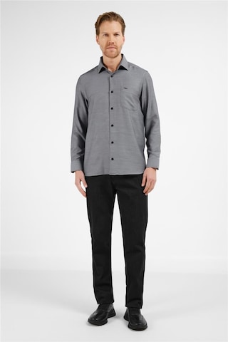 İmza Siyah Kendinden Desenli Sert Yaka Uzun Kol Cepli Comfort Fit Pamuklu Gömlek 1004255223 Siyah