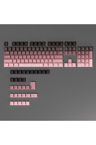 Mekanik Klavye -pbt Çift Baskı Keycap Seti- Çizgi Desenli 137 Tuşlu Pudra Pembe-siyah Tuş Takımı