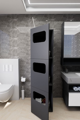 Lavina Banyo Kirli Sepetli Çamaşır Dolabı Antrasit Antrasit