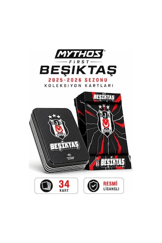 Mythos First Beşiktaş 2025-2026 Sezonu Koleksiyon Kartları Metal Kutu 34 Kart Resmi Lisanslı