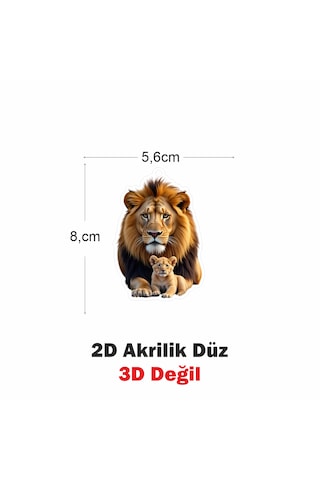 Araba Ayna Süsü, Araba Süsü, Çanta Aksesuarı - Aslan - Pleksi Malzeme, Uv Baskılı - 007 8x6 Cm