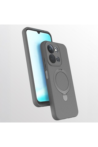 Xiaomi Redmi 15c 4g Uyumlu Standlı Magesafe Silikon Kılıf Gri