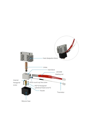 Elegoo Neptune 4-4 Pro Uyumlu Full Hotend Seti Soğutucu Gövde Dahil