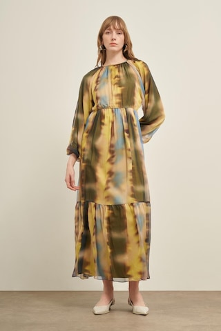 Ftz İpek Şifon Elbise Sarı 31028 Sarı