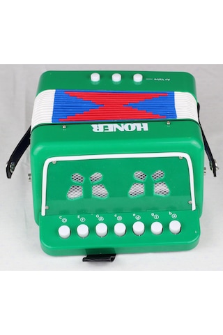H.oner 3 Bas Mini Boy 7 Notalı Çocuk Akordeonu Yeşil