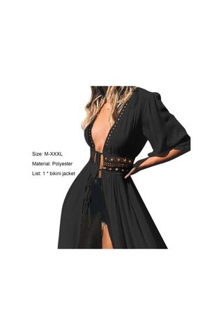 Siyah Popüler Mayo Örtüsü Tatlı Uzun Yüzme Havuzu İçin Hafif Mayo Örtüsü Oymak Siyah