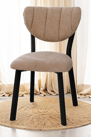 Nemeron Mutfak Masa Sandalyesi Kafe Restoran Yemek Odası Çizgili Yarmalı Sandalye Silinebilir Sütlü Kahve Sütlü Kahve