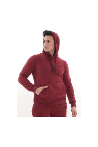 Erkek 3 İplik Kapüşonlu Sweat Üst Bordo