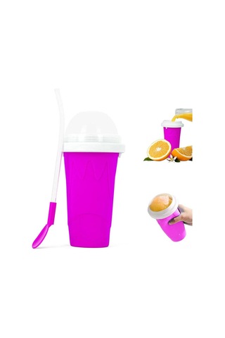 Yunboo Yemek Dereceli Silikon Dondurma/smoothie Makinası, Hızlı Dondurma, 2'li Pipet-kaşık, Tek Kullandımdan Sonra Yıkayabilir Ve Yeniden Kullanılabilir Gül Kırmızısı
