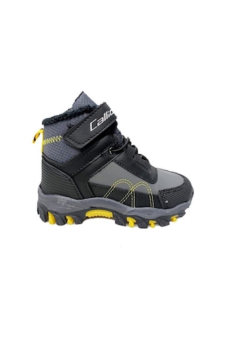 Callion 06p Deri Çocuk Sneakers Bot Füme Siyah Sarı Füme