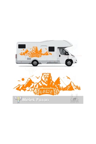 Ayı Dağ Manzara Off Road Kamp Karavan Sticker