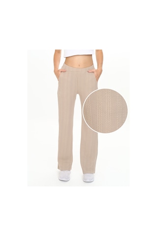 Denokids Kız Çocuk Boru Paça Bej Basic Eşofman Altı Renkli Bej