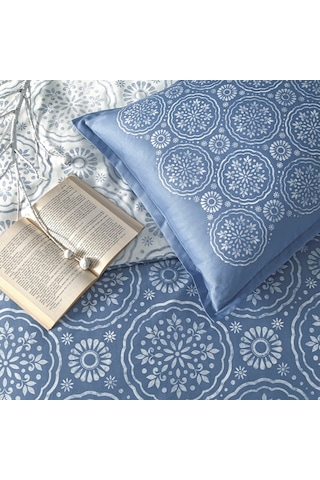 Linens Allday Tuiren Pamuk Saten Çift Kişilik Nevresim Takımı Mavi