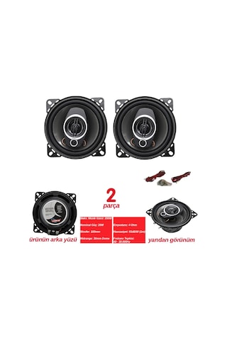 Carub Oto Hoparlör Seti 10 cm 4 İnç 200W 3 Yollu Koaksiyel Kapaksız Otomobil Ses Sistemi 2li Takım BR2749920