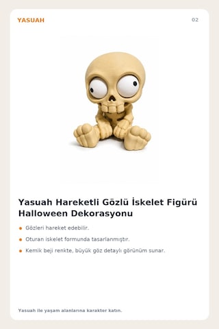 Yasuah Hareketli Gözlü İskelet Figürü Halloween Dekorasyonu
