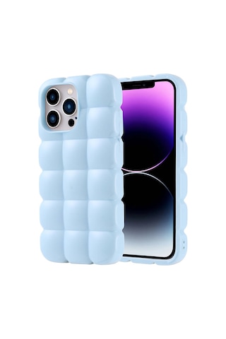 Subutu Apple Uyumlu iPhone 14 Pro Max Kılıf Parlak Esnek Silikon Sbt Dom Dom Kapak - Mavi Mavi