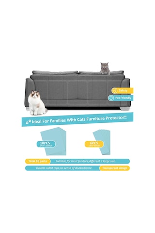Kedi Çizik Caydırıcı Bant, 16 Adet Kedi Çizilmeye Karşı Mobilya Koruyucu, Kediler İçin Kanepe Köşe Koruyucular