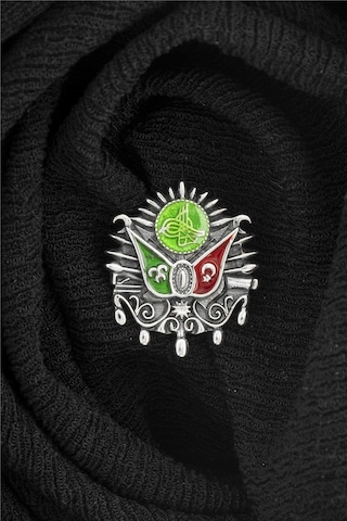 Mineli Osmanlı Devlet Arması Gümüş Rozet -8478 Gümüş