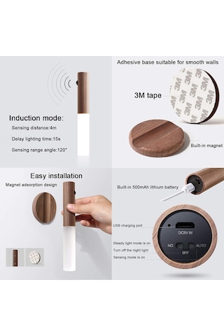 Led Hareket Sensörlü Işık, Ahşap Duvar Lambası, Akü Merdiveni, Usb Şarj Edilebilir, Vintage İç Duvar Lambası, Dedektör, Kablosuz Işık, Gece Lambası, Manyetik Çocuk Odası, Başucu Lambası, Sıcak Beyaz Diğer