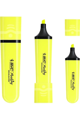 Bic Marking Flat Fosforlu Kalem Sarı 12 Adet Sarı