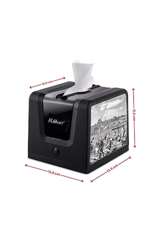 Soft Touch Kadife Desen Modern Peçetelik, Dekoratif Peçete Dispenseri Yumuşak Kaplama F268 Siyah