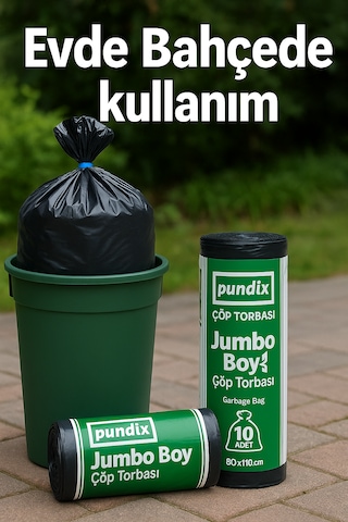 Pundix Pundıx J500 Endüstriyel Çöp Poşeti 80 110 Cm Jumbo Boy Kalın Seri 1 Koli 20 Rulo / 200 Adet Dayanıklı, Sızdırmaz Ve Geniş Hacimli Çöp Torbası