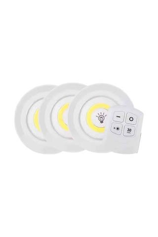 Led Lamba 3'lü Uzaktan Kumandalı Yapışkanlı