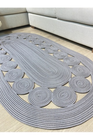 Cookie Jüt Hasırlı El Örgüsü Kilim Gri